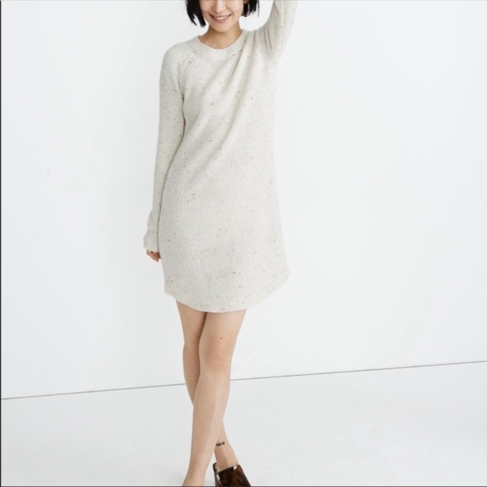 Madewell Curved Hem Long Sleeve Sweater Dress NEW